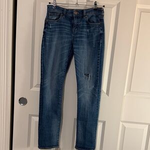 J. Crew Distressed Blue Straight Leg Jeans